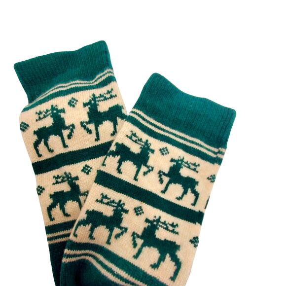 Green Rudolph Reindeer Socks Alchester Cashmere Wool Blend Mens Large Cozy Warm - Picture 2 of 5